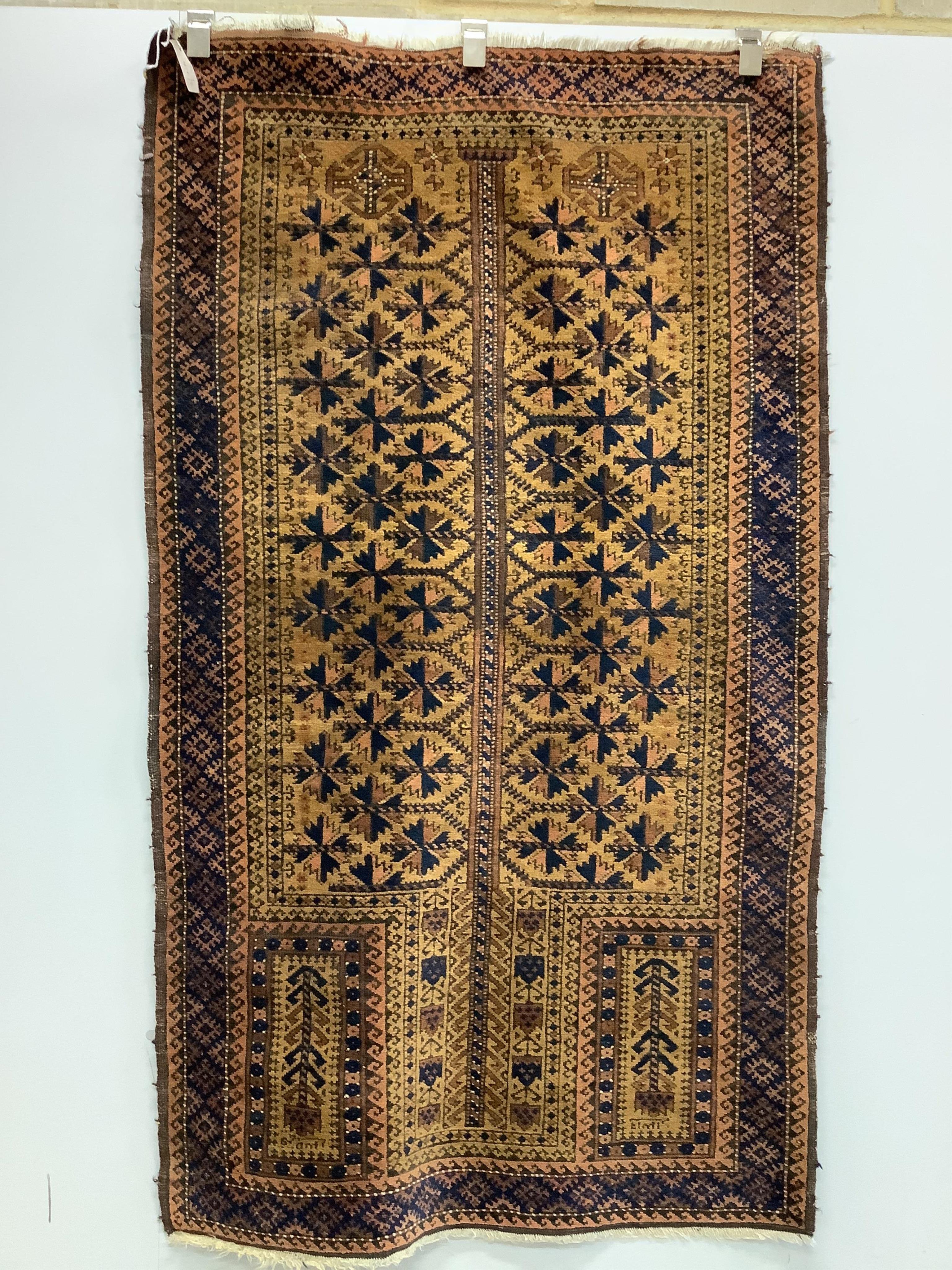 A Belouch gold ground prayer rug, 172 x 100cm. Condition - fair